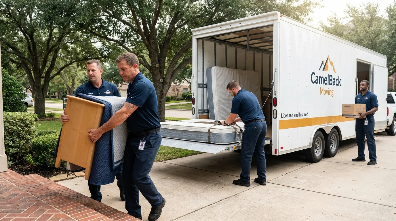 Crew loading residential truck for cross-state move from Wellborn, FL